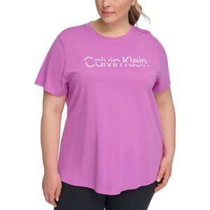 Calvin Klein Womens Plus Size Sliced Logo Graphic T-Shirt, NWT